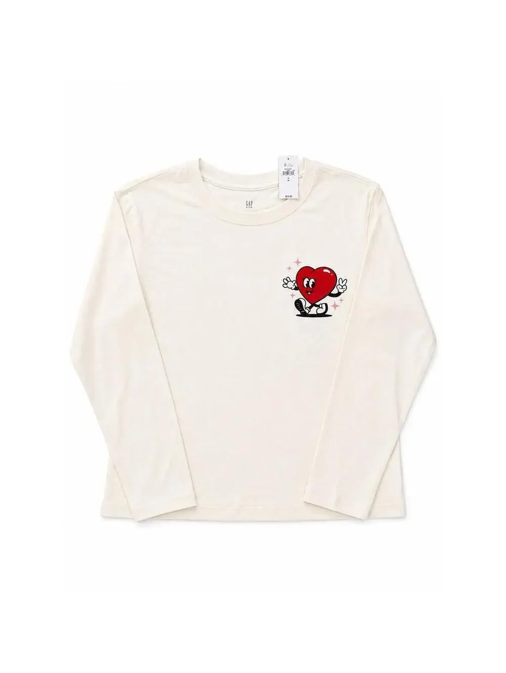 Kids Gap Big Heart Frost Long Sleeve T-Shirt - Girls Size M(8)